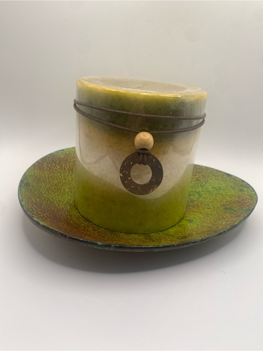 Pier 1 pillar candle with a matching ceramic tray great bundle